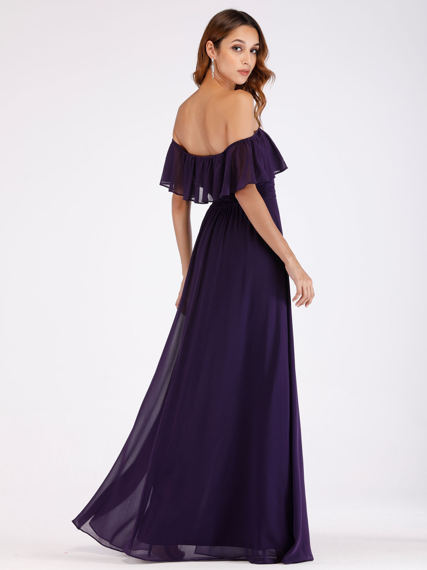 Ever-Pretty US Long Formal Dress Purple Off Shoulder Bridesmaid Ball Gown 00968