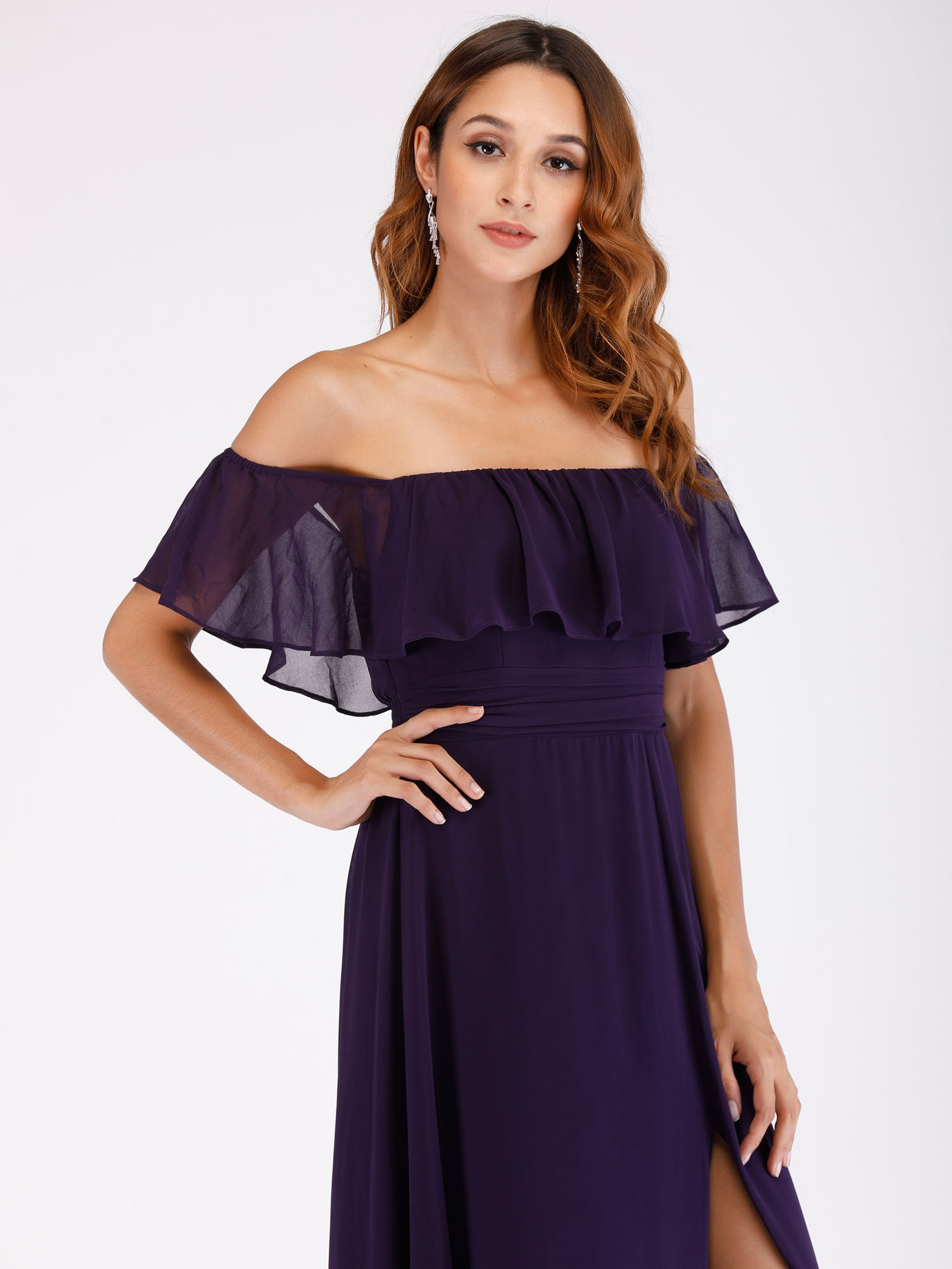 Ever-Pretty US Long Formal Dress Purple Off Shoulder Bridesmaid Ball Gown 00968