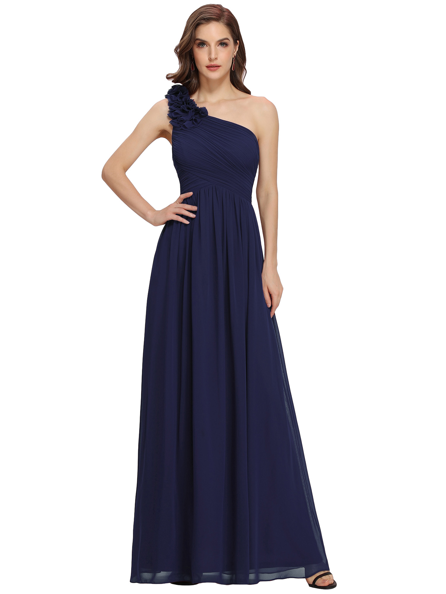 Ever Pretty US One Shoulder Long Bridesmaids Wedding Dresses Prom Gowns 08237