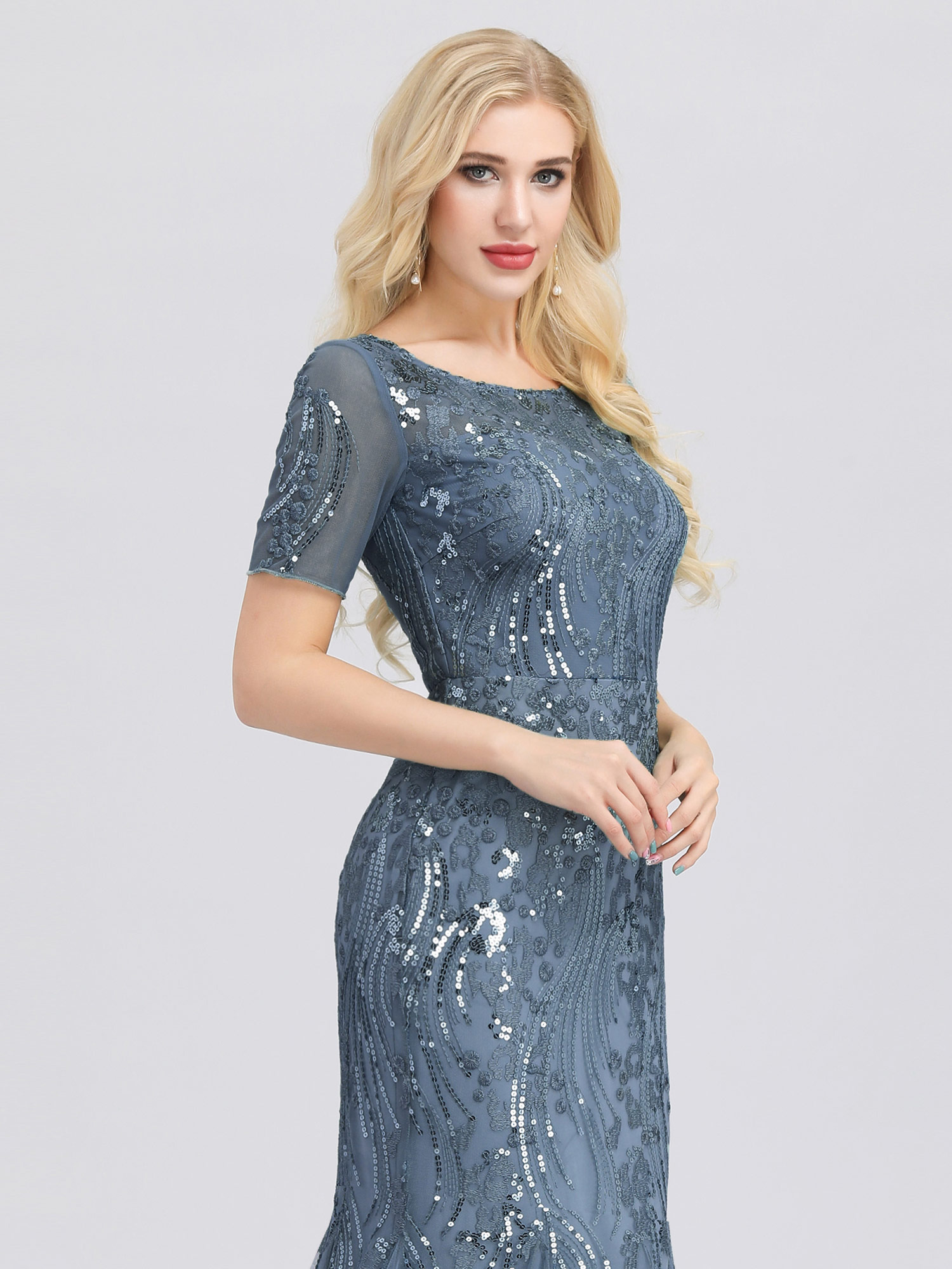 Ever-Pretty Homecoming Dresses Long Bodycon Sequins Applique Wedding Gowns 07707