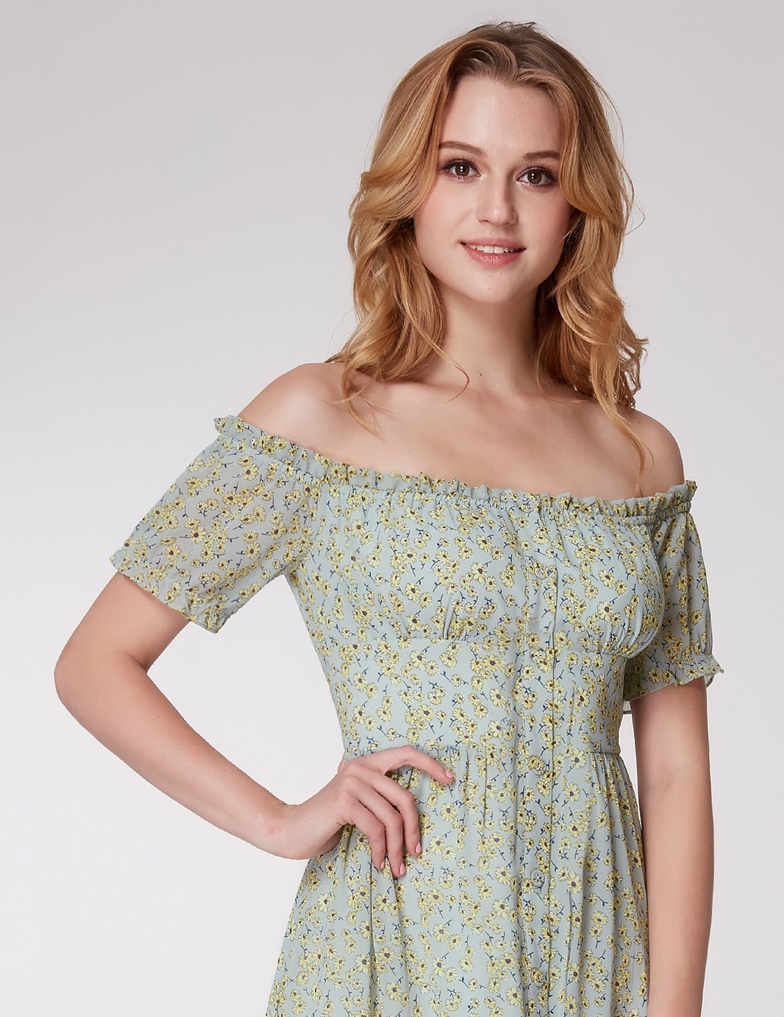 Alisa Pan Short Off Shoulder Casual Dresses Floral Beach Summer Sundress 05958 | eBay