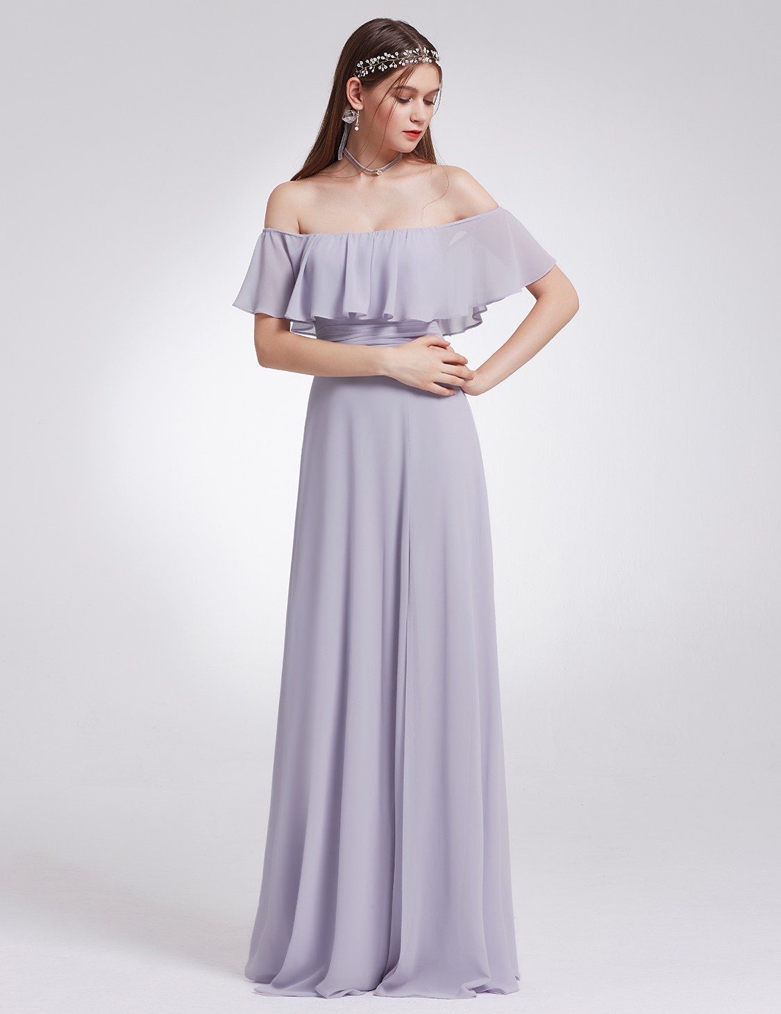 chiffon off shoulder