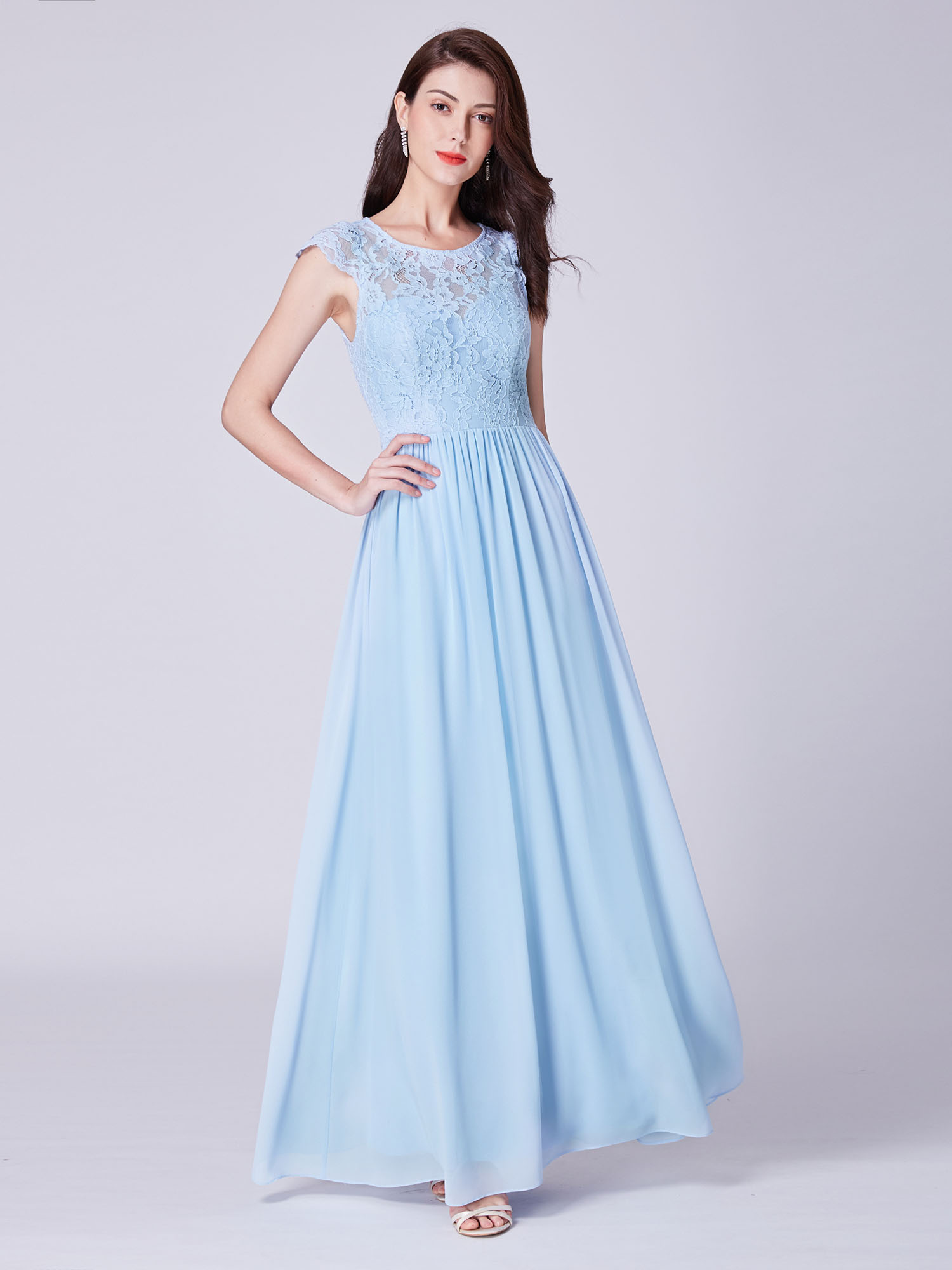sky blue bridesmaid dresses long