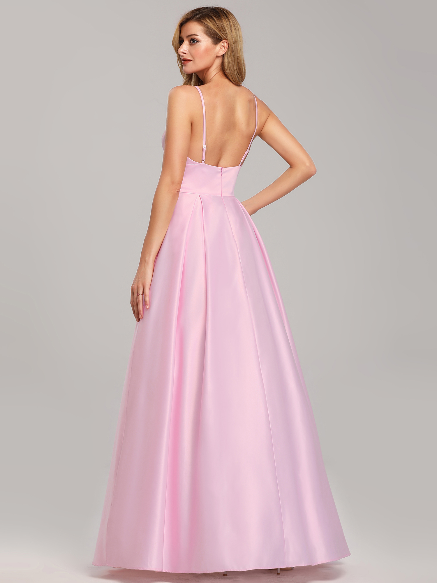 Ever-Pretty US Spaghetti V-neck Bridesmaid Dress Long Backless Pink Wedding Gown | eBay