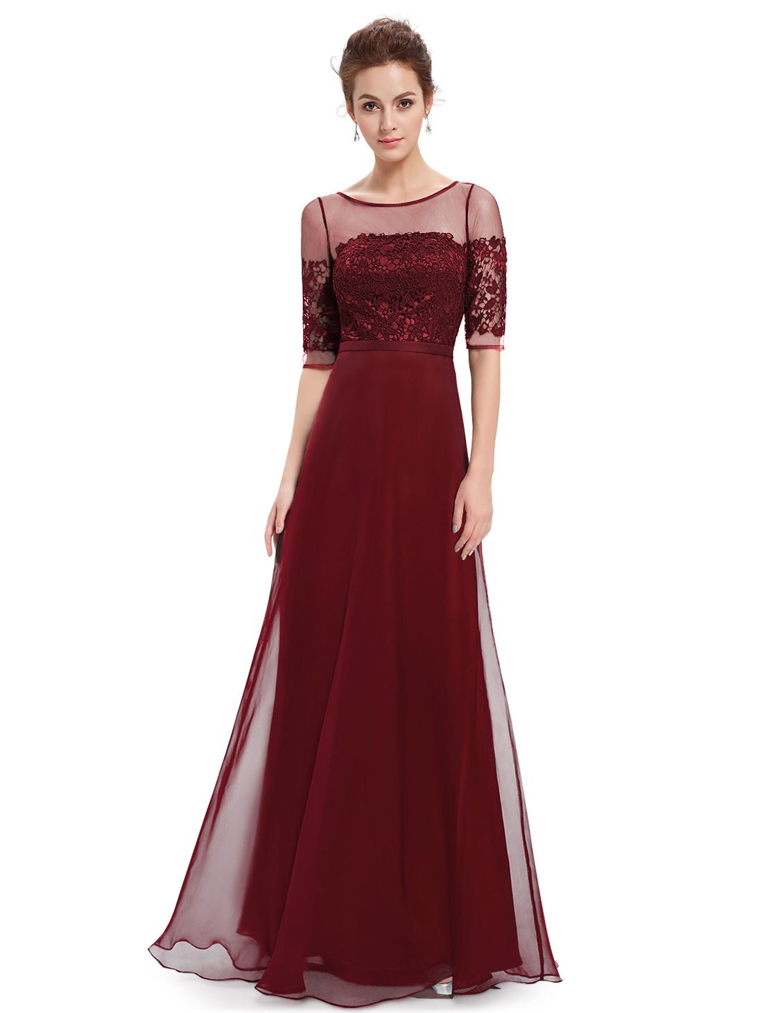 Ever-Pretty Long Evening Dress Bridesmaid Maxi Half Sleeve Formal Dress ...