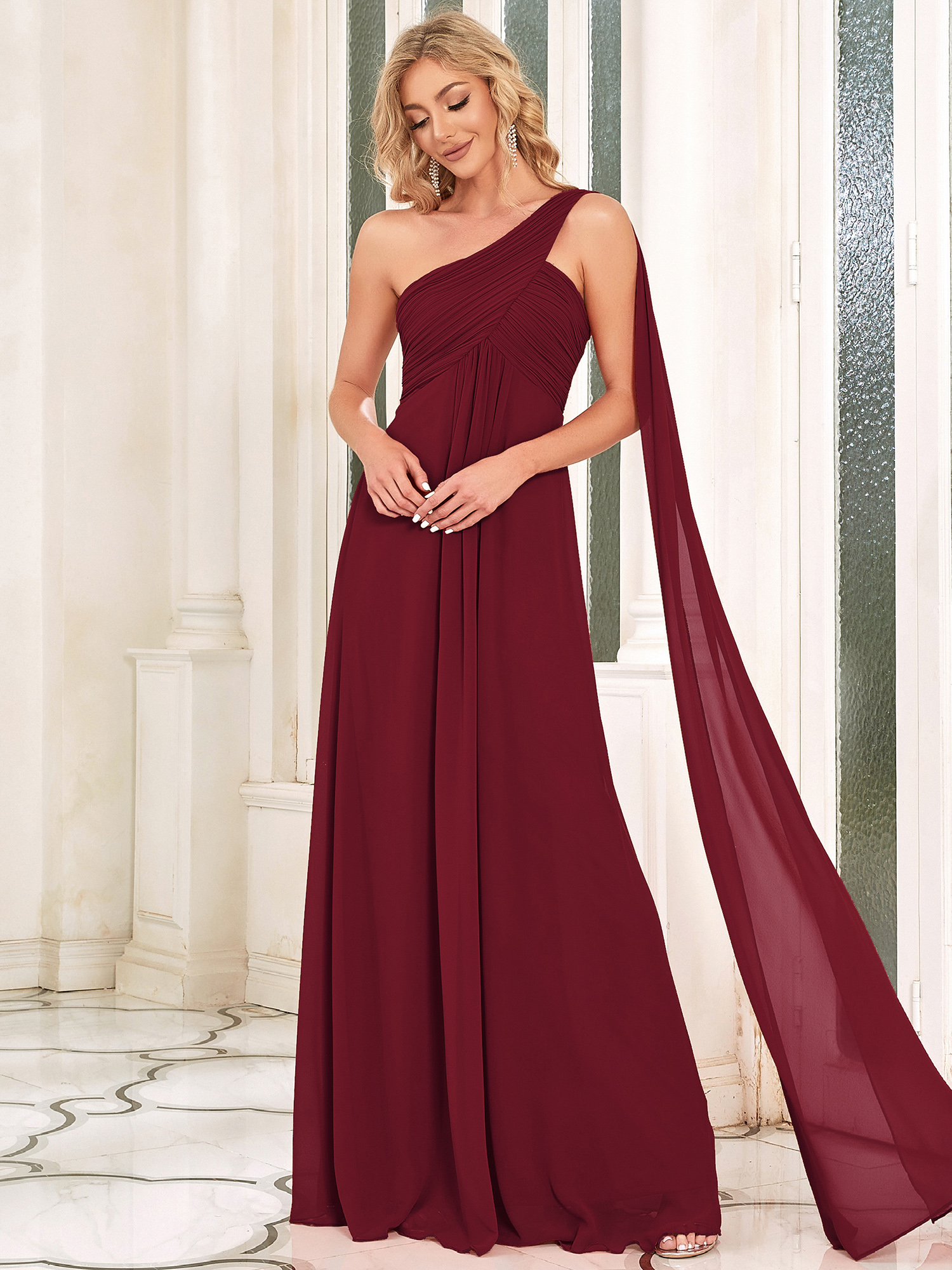 One-shoulder Formal Evening Ball Gown Party Prom Bridesmaids Dresses ...