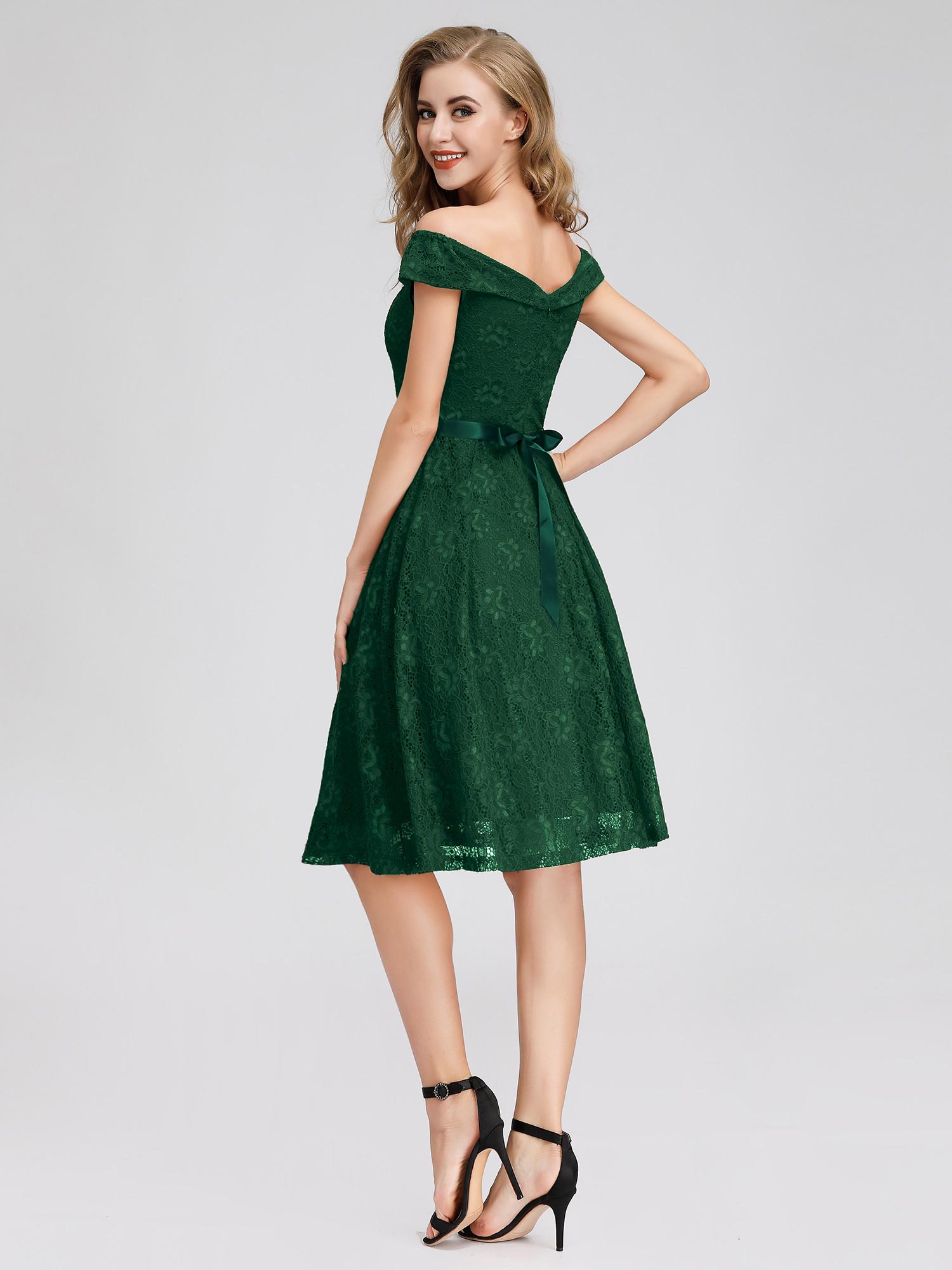 Everpretty Short Green Lace Cocktail Party Dress Cap Sleeve Green