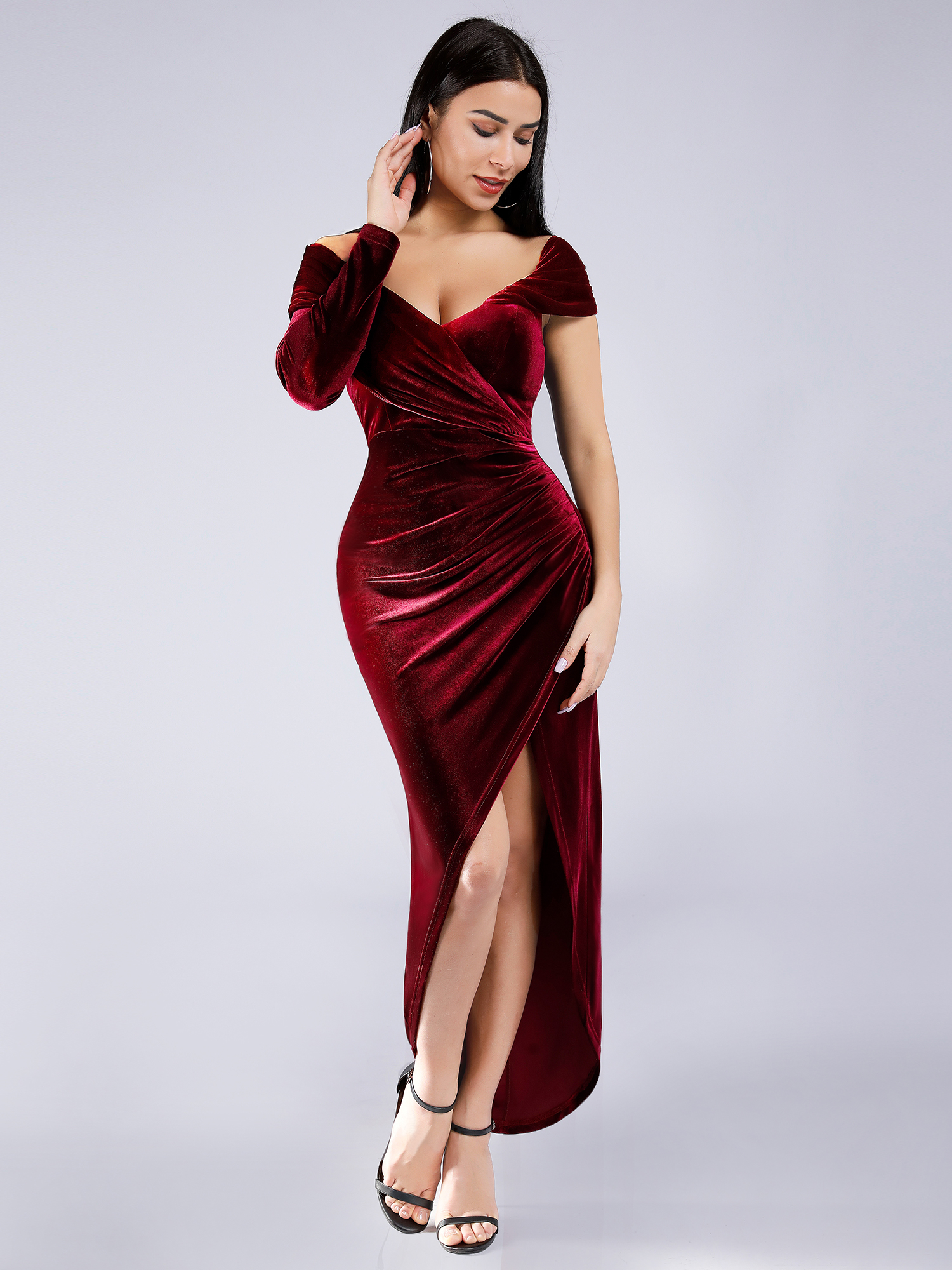 burgundy cocktail dress