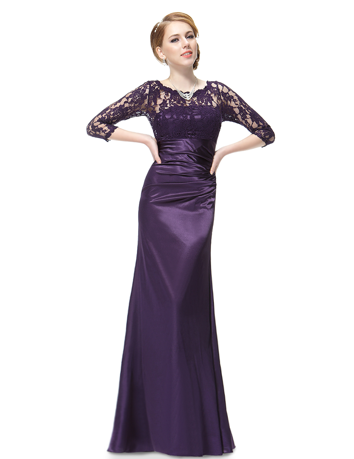Purple 3/4 Sleeve Dress