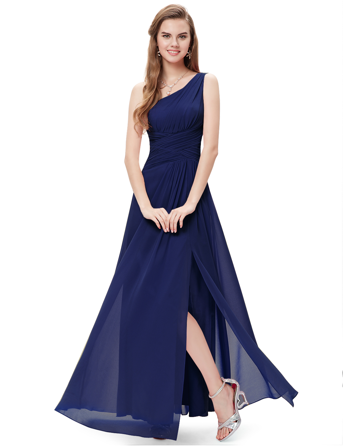 Sweet Elegant Solid One Shoulder Evening Dress Dresses