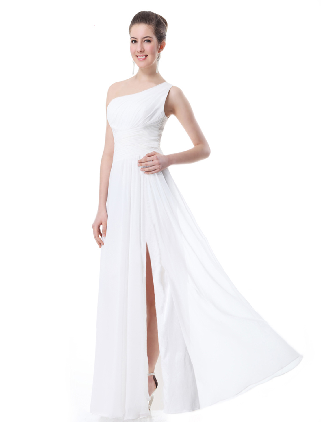 Sweet Elegant Solid One Shoulder Evening Dress Dresses(3 Colors)